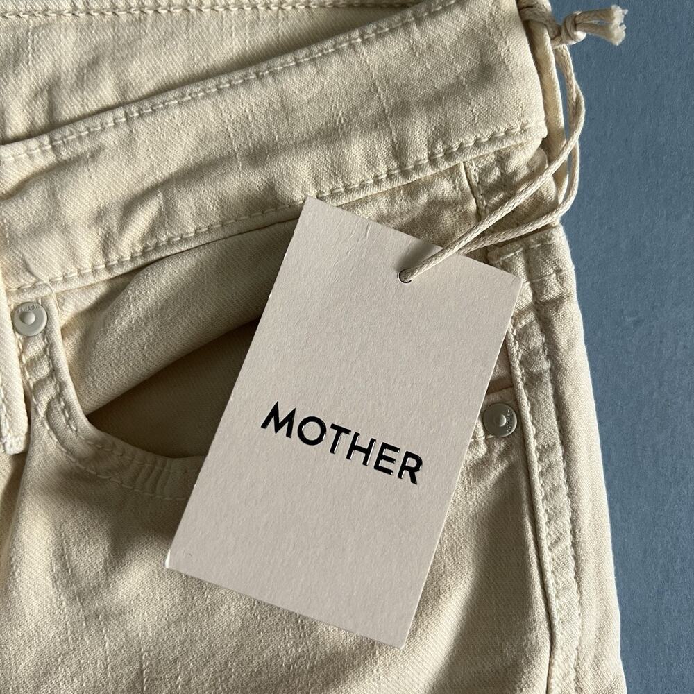 NWT Mother High Waisted Rascal Ankle Fray Chalk It Up Ivory Jeans - Picture 5 of 8